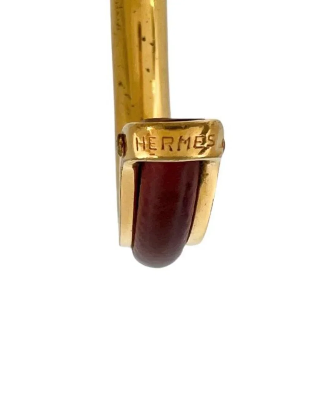 Hermes Metal Red Bracelet Bangle Gold - Picture 6 of 8